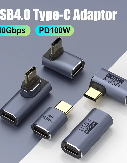 Load image into Gallery viewer, USB 4.0 PD 100W 8K 60Hz Charger Connector for Macbook 40Gbps High Speed USB C OTG U-Shape Straight Angle Male to Female Adapter
