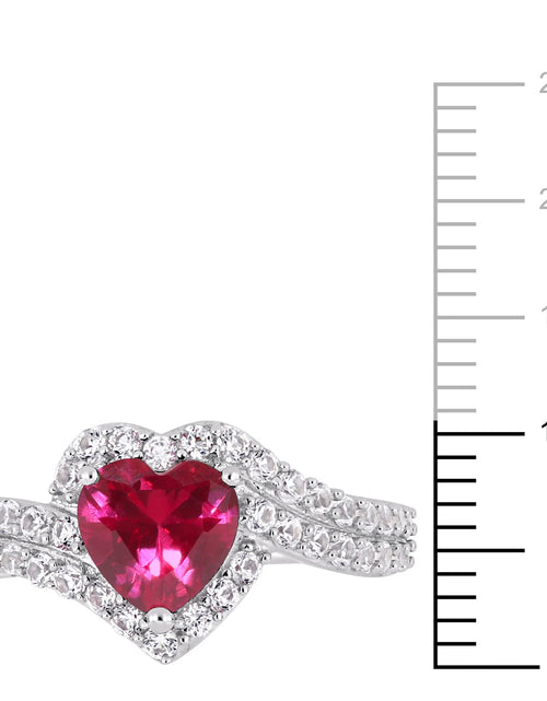 Load image into Gallery viewer, Women'S Created Sapphire and Ruby Sterling Silver Engagement Ring
