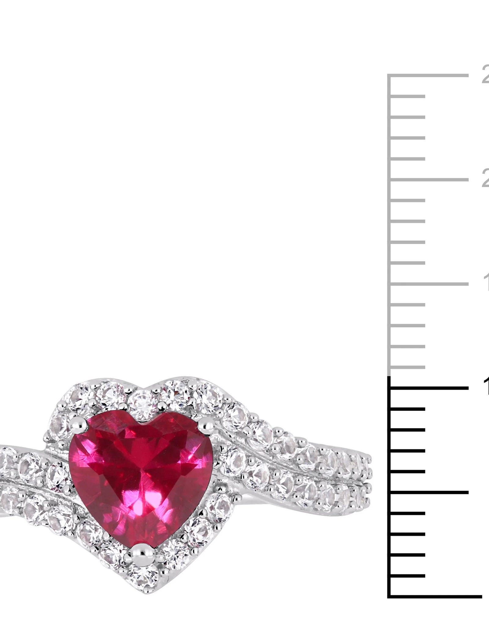 Women'S Created Sapphire and Ruby Sterling Silver Engagement Ring