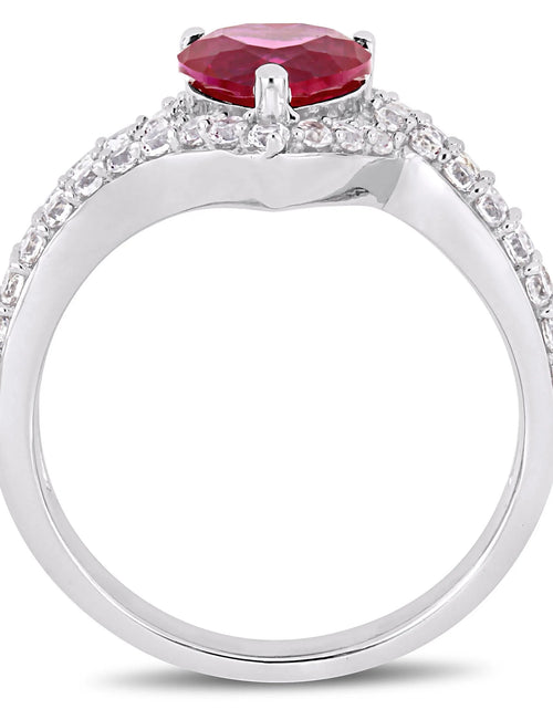 Load image into Gallery viewer, Women'S Created Sapphire and Ruby Sterling Silver Engagement Ring
