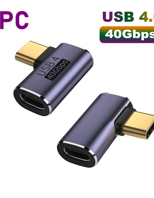 Load image into Gallery viewer, USB 4.0 PD 100W 8K 60Hz Charger Connector for Macbook 40Gbps High Speed USB C OTG U-Shape Straight Angle Male to Female Adapter
