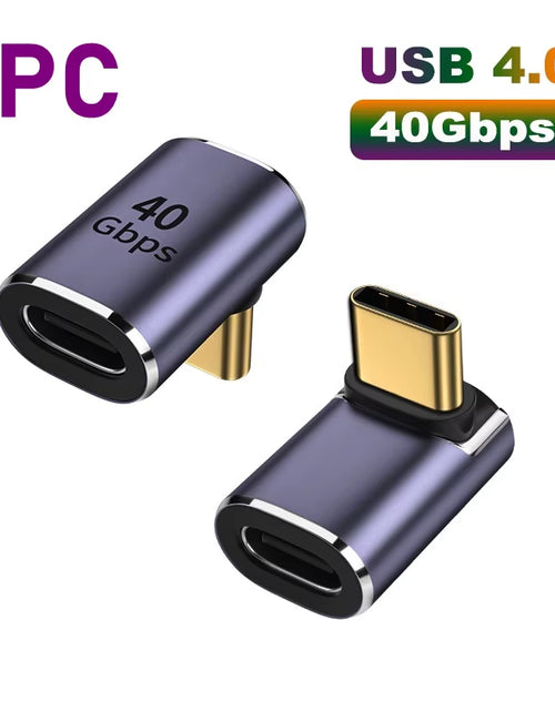 Load image into Gallery viewer, USB 4.0 PD 100W 8K 60Hz Charger Connector for Macbook 40Gbps High Speed USB C OTG U-Shape Straight Angle Male to Female Adapter
