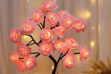 LED Table Lamp Rose Flower Tree USB Night Lights Home Decoration LED Table Lights Parties Xmas Christmas Wedding Bedroom Decor