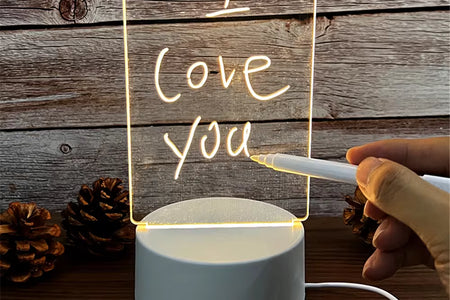 Transparent Luminous LED Night Lights USB Luminous Acrylic Night Light Erasable Write Message Board Calendar Desktop Ornaments