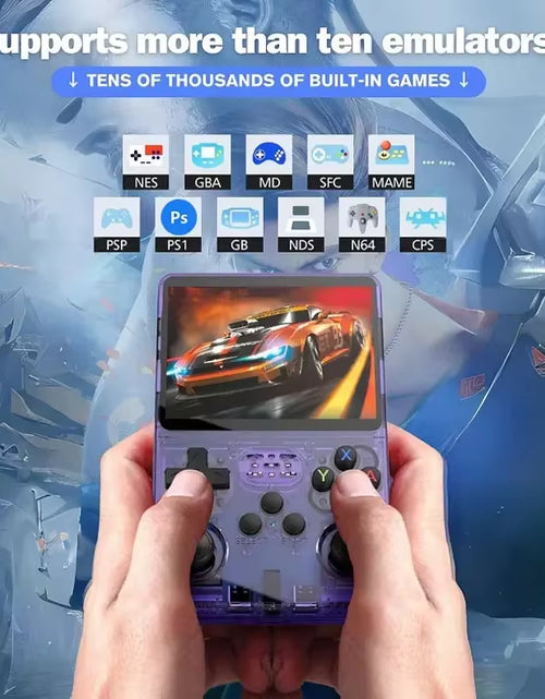 Load image into Gallery viewer, R36S Handheld Game Console 3.5Inch IPS Screen 128G Classic Retro Games Consoles Arkos System Portable Pocket Video Game Player
