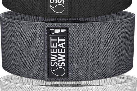 Sweet Sweat 3-Pc Hip Resistance Bands Set Non-Slip Booty Bands with Mesh Bag, Pink