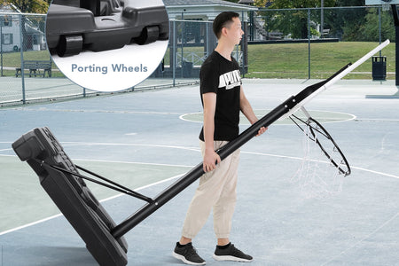 44In Basketball Hoop Adjustable Height 6.56Ft-10Ft Goal Durable Outdoor Portable Basketball System for All Age Ranges White