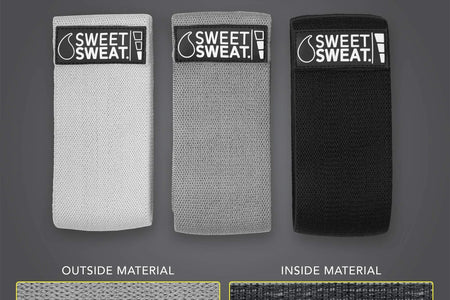 Sweet Sweat 3-Pc Hip Resistance Bands Set Non-Slip Booty Bands with Mesh Bag, Pink