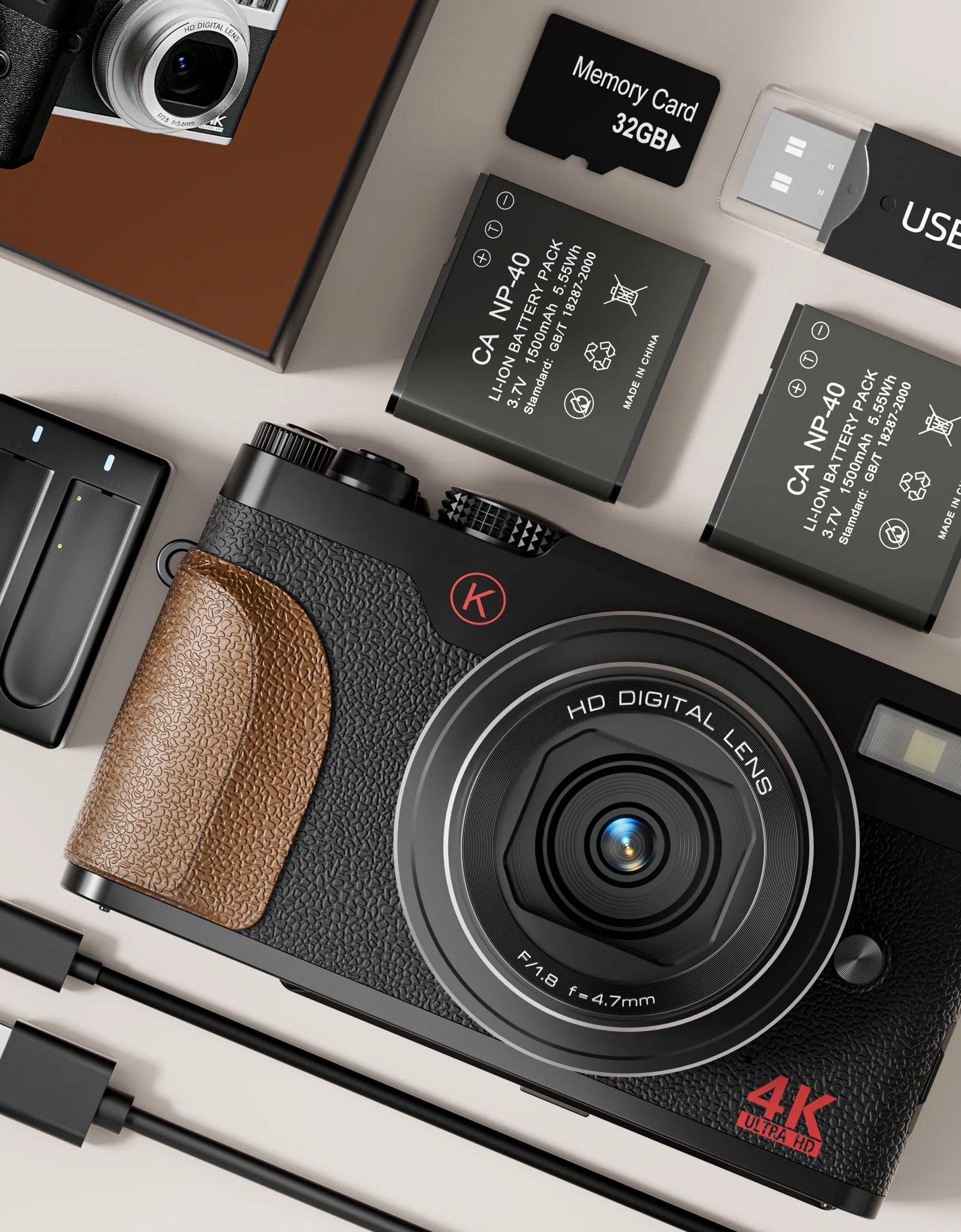 Digital Camera 4K 56MP Cameras for Photography for Youtube with 32GB SD Card