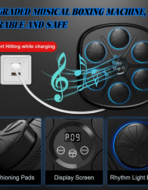 Load image into Gallery viewer, Upgraded Adult Smart Music Boxing Machine, Boxing Music Fitness Machine with Smart Display and Boxing Gloves, Smart Boxing Machine Wall-Mounted Music for Home and Gym (Black)
