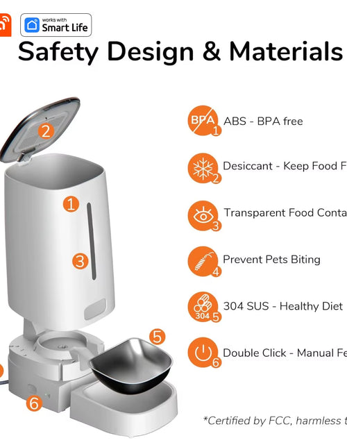 Load image into Gallery viewer, Wifi Automatic Cat Feeders for 2 Cats, 4L Cat Food Dispenser with APP Control, Double Stainless Steel Bowls, Low Food Alarms
