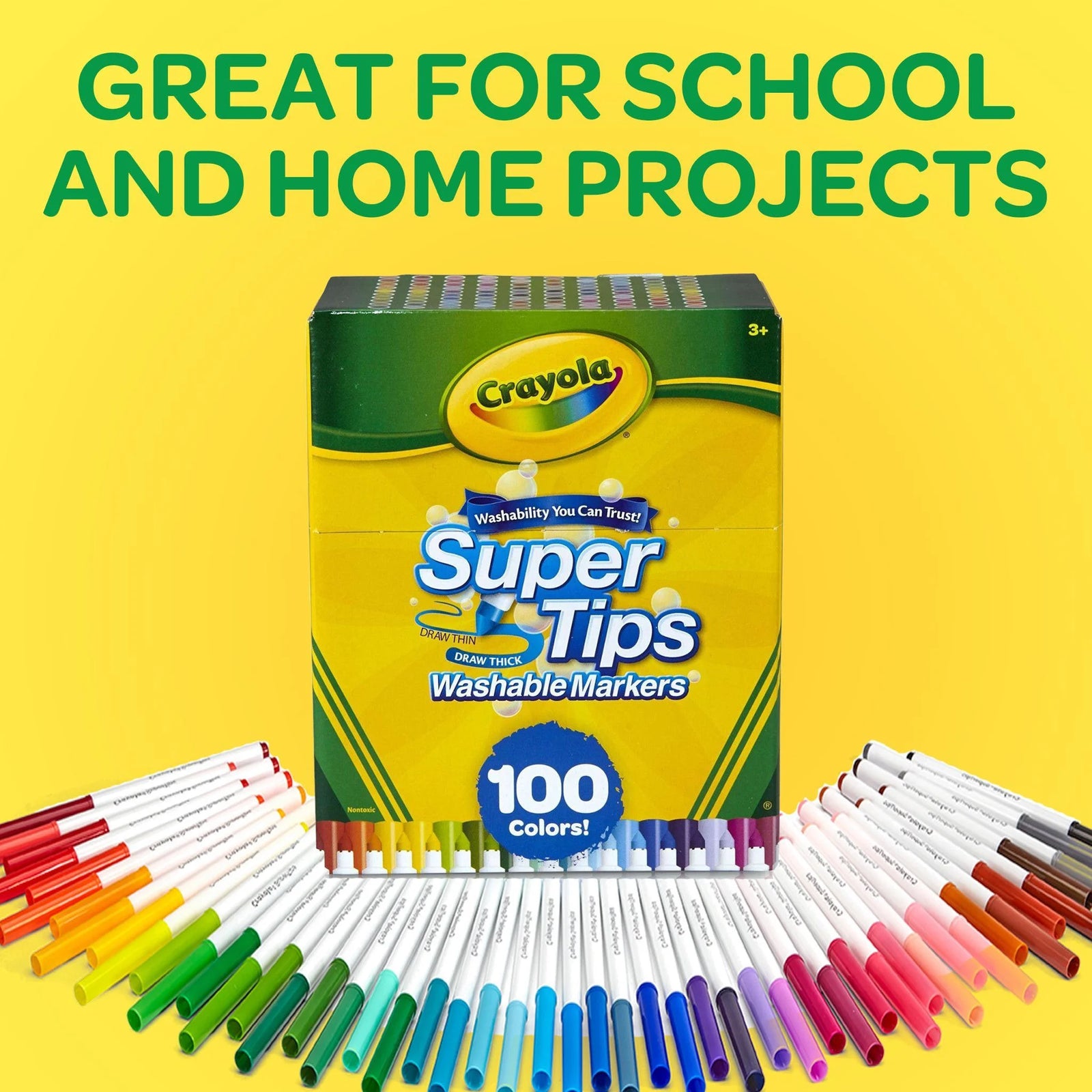 Super Tips Washable Markers, 100 Ct, Easter Coloring Supplies, Classroom Must Haves, Easter Gifts for Kids and Teens, Ages 3+