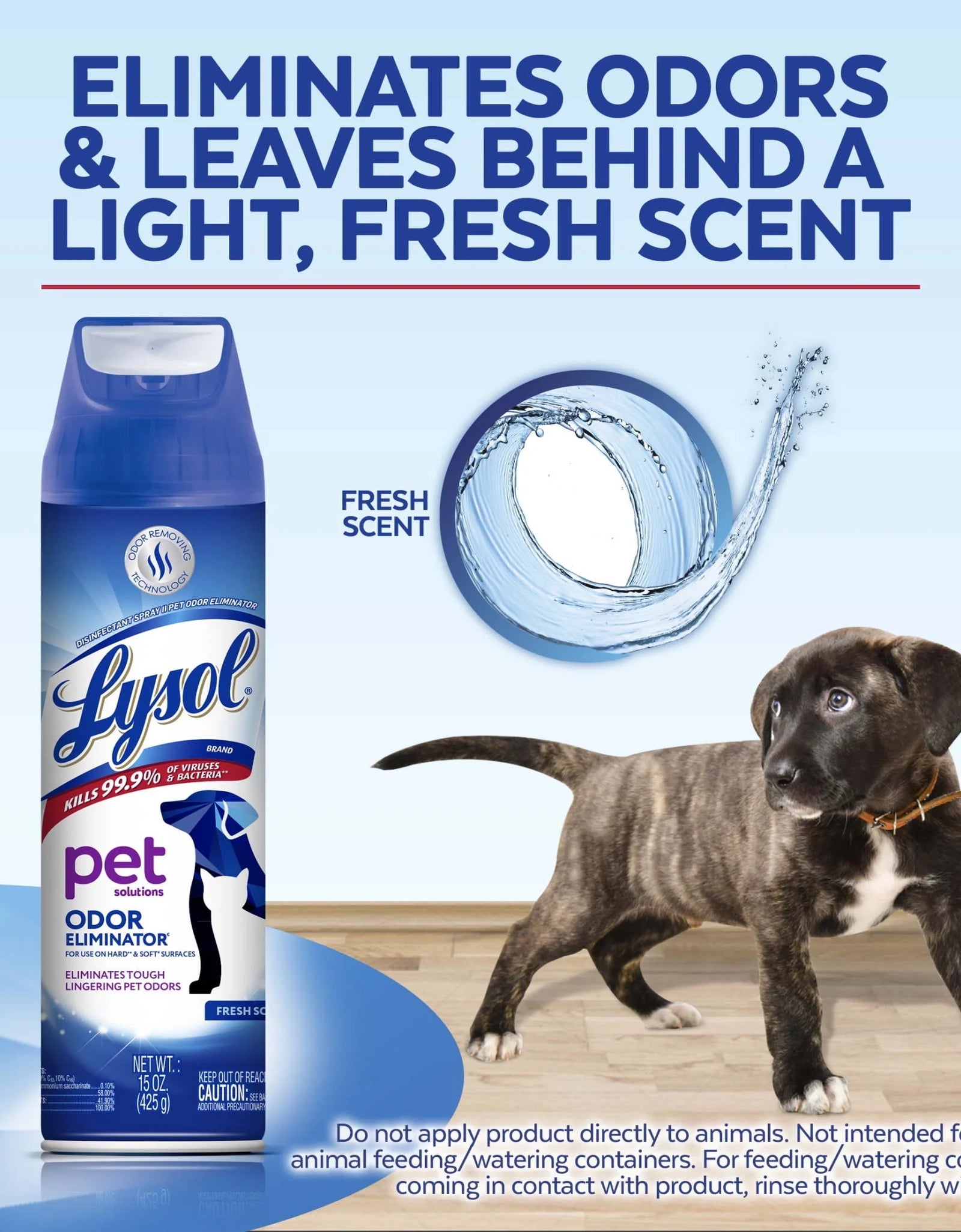 ® Pet Odor Eliminator Spray, Sanitizing and Disinfecting Spray for Pet Odors, 15Oz