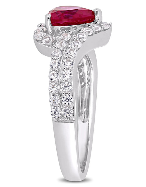 Load image into Gallery viewer, Women'S Created Sapphire and Ruby Sterling Silver Engagement Ring

