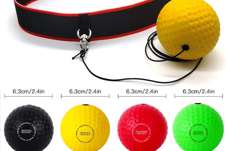 Boxing Reflex Ball Set - Includes 4 Different Balls and 2 Adjustable Headbands, Great for Reflex, Timing, Accuracy, Focus and Hand Eye Coordination Training for Boxing, MMA and Krav Mega