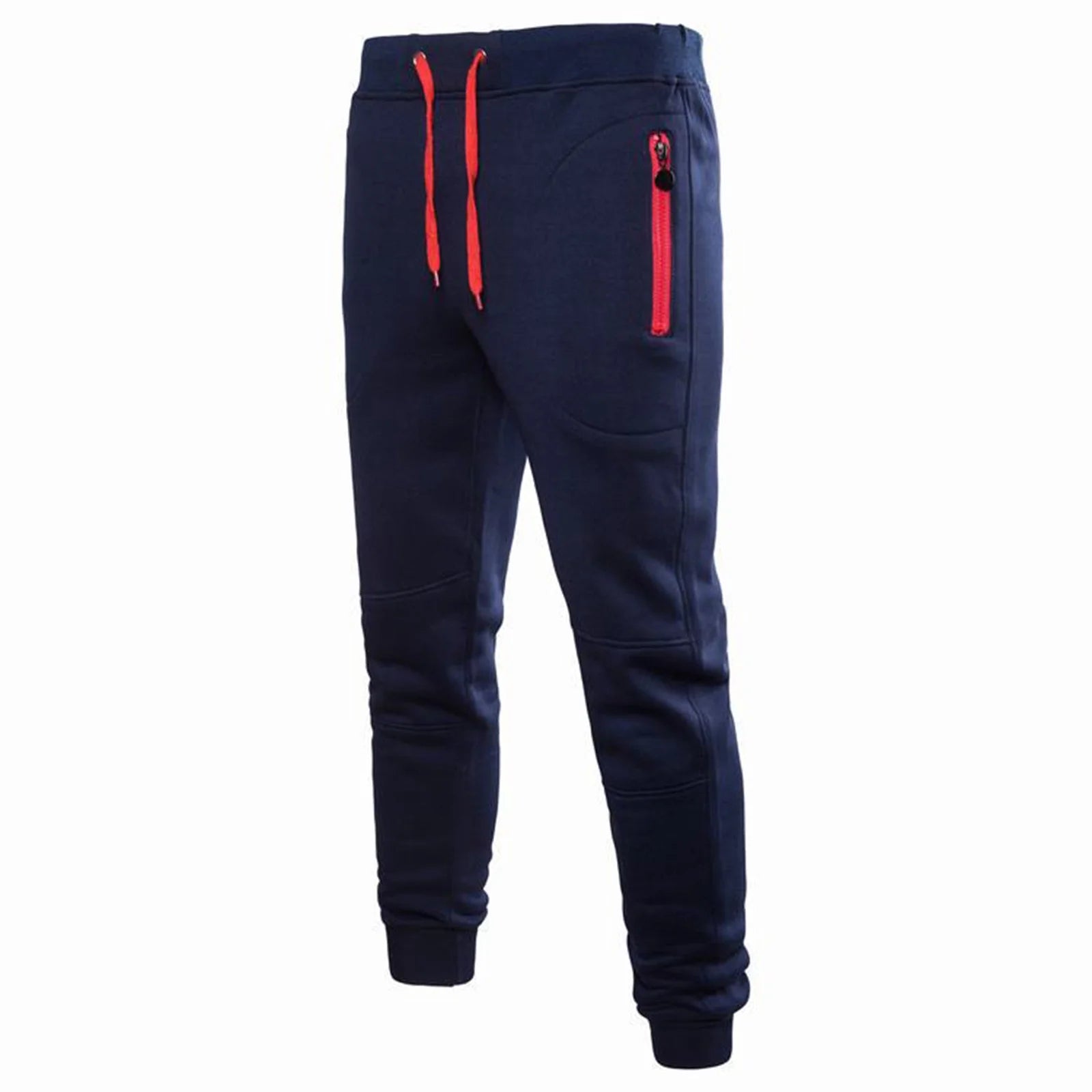Pantalones Sólidos Con Cordón Para Hombre Cintura Elástica Joggers Ajustados Pantalones Deportivos Con Bolsillo Con Zíper Pantalones De Fitness Moda Hippie Ajuste Regular Otoño Invierno Casual Para Exteriores Pantalones Largos