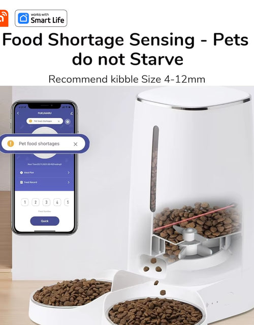Load image into Gallery viewer, Wifi Automatic Cat Feeders for 2 Cats, 4L Cat Food Dispenser with APP Control, Double Stainless Steel Bowls, Low Food Alarms
