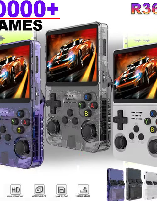 Load image into Gallery viewer, R36S Handheld Game Console 3.5Inch IPS Screen 128G Classic Retro Games Consoles Arkos System Portable Pocket Video Game Player
