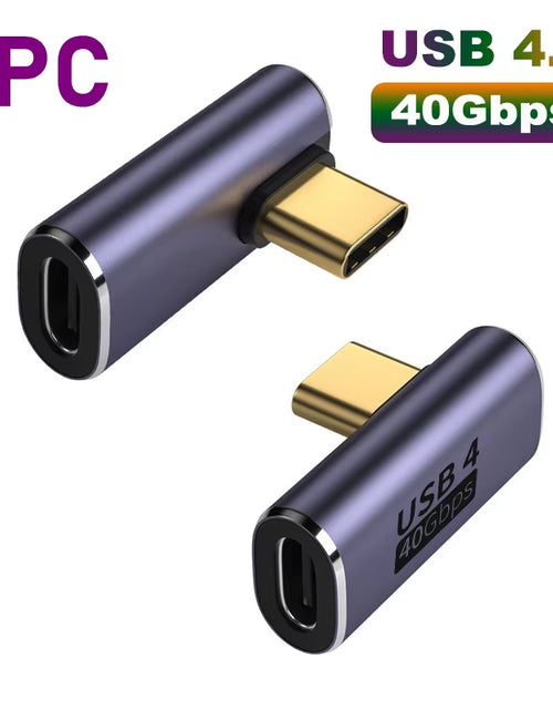 Load image into Gallery viewer, USB 4.0 PD 100W 8K 60Hz Charger Connector for Macbook 40Gbps High Speed USB C OTG U-Shape Straight Angle Male to Female Adapter
